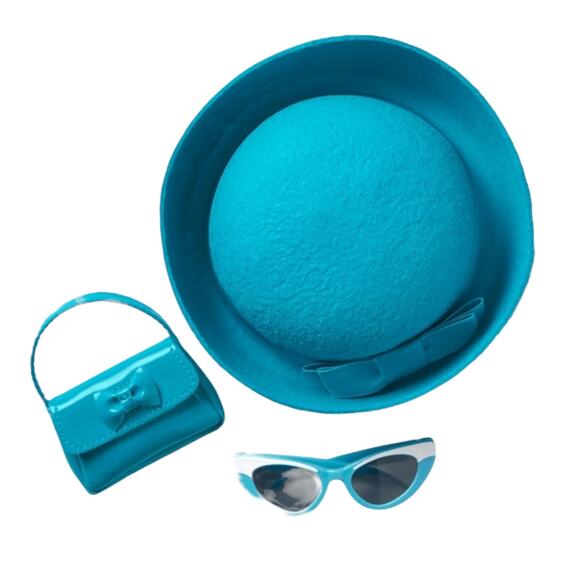 American Girl Melody Doll 60's Meet Accessories Hat Purse & Cat Eye Sunglasses - Picture 2 of 7